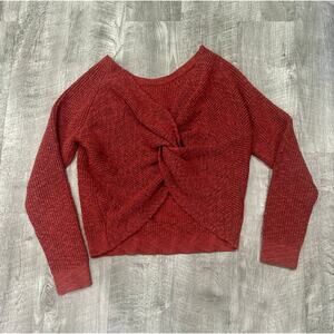 Aerie Rust Red Twist Back Chenille Knit Sweater XS Long Sleeve